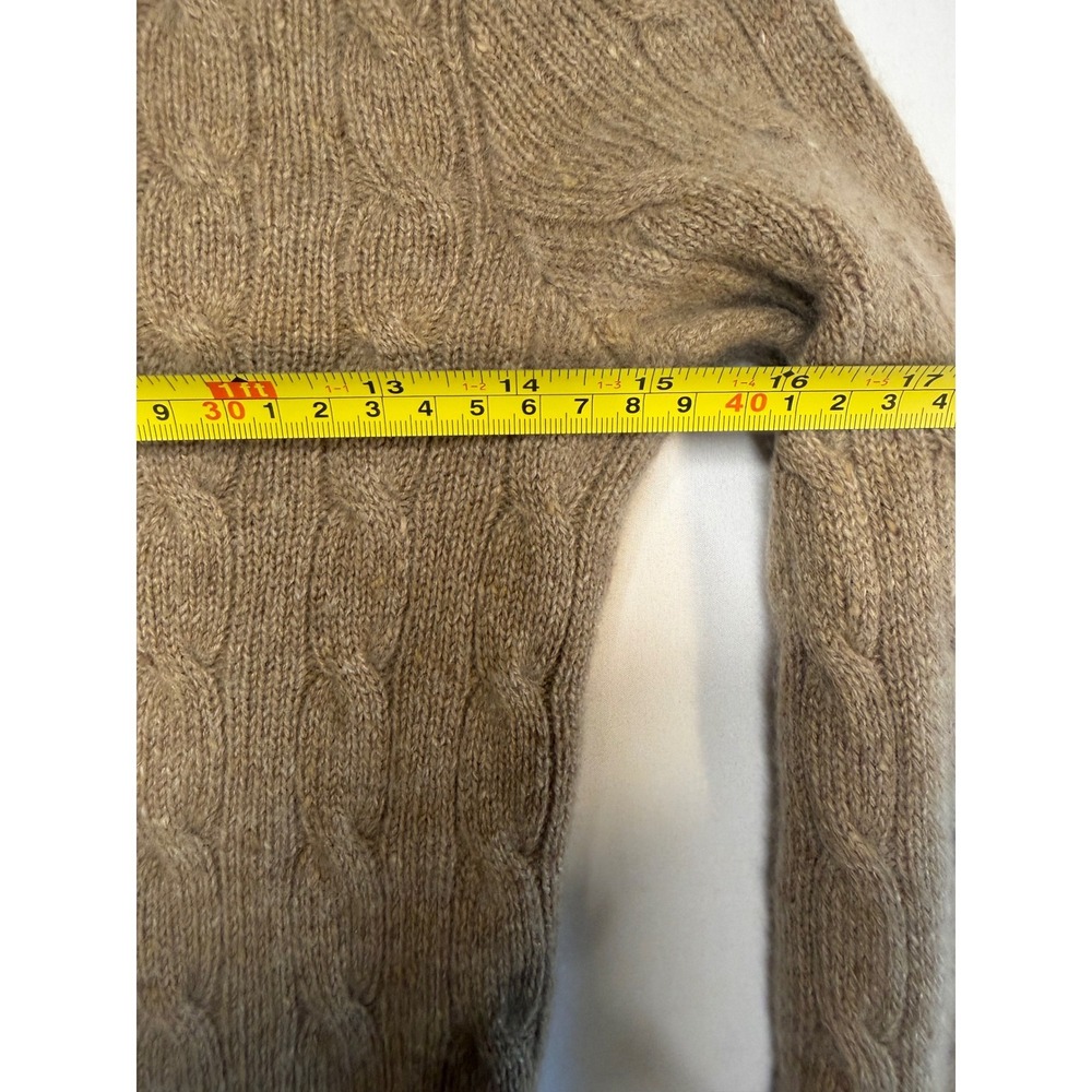Ralph Lauren Slim Fit 100% Cashmere Cable Knit Turtleneck Sweater Taupe S - Picture 10 of 11